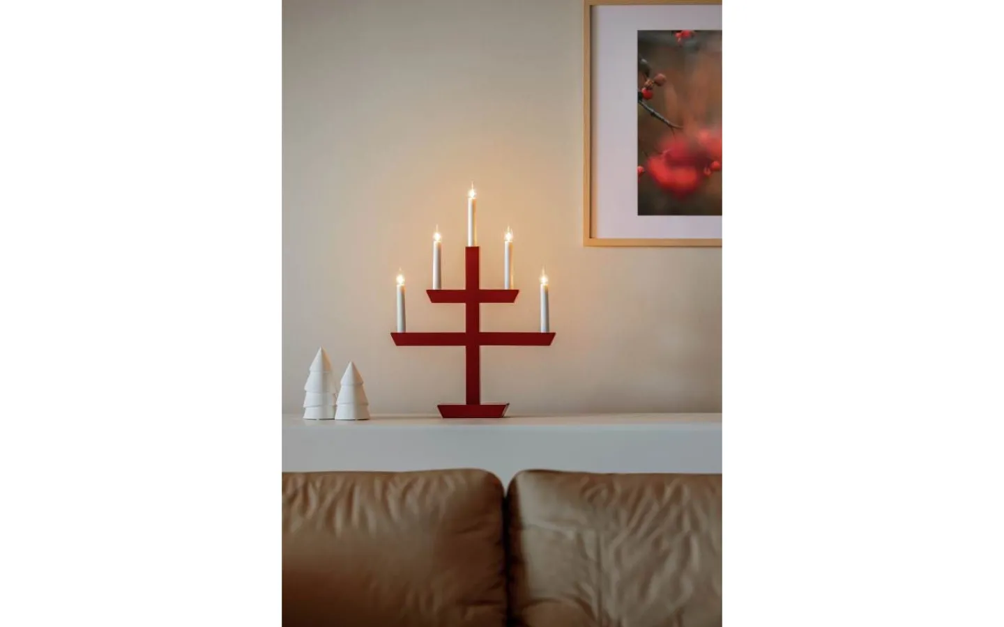 Konstsmide Julskimmer Adventsljusstake 48cm Mörkröd* Visa Alla Adventsljusstakar|Adventsljusstakar 31-60 Cm