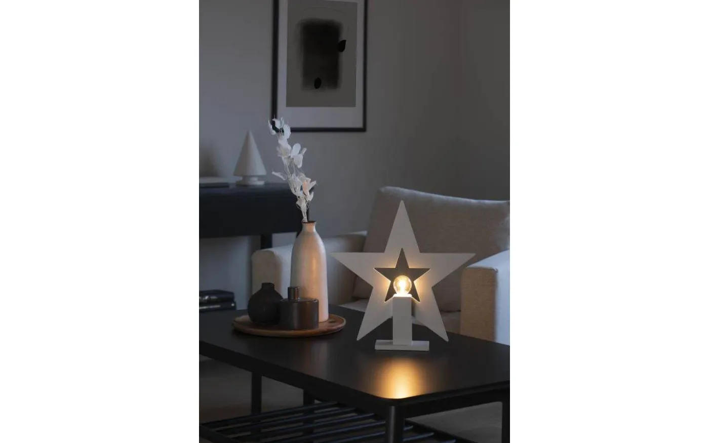 Julstjärna på Fot 35cm Vit