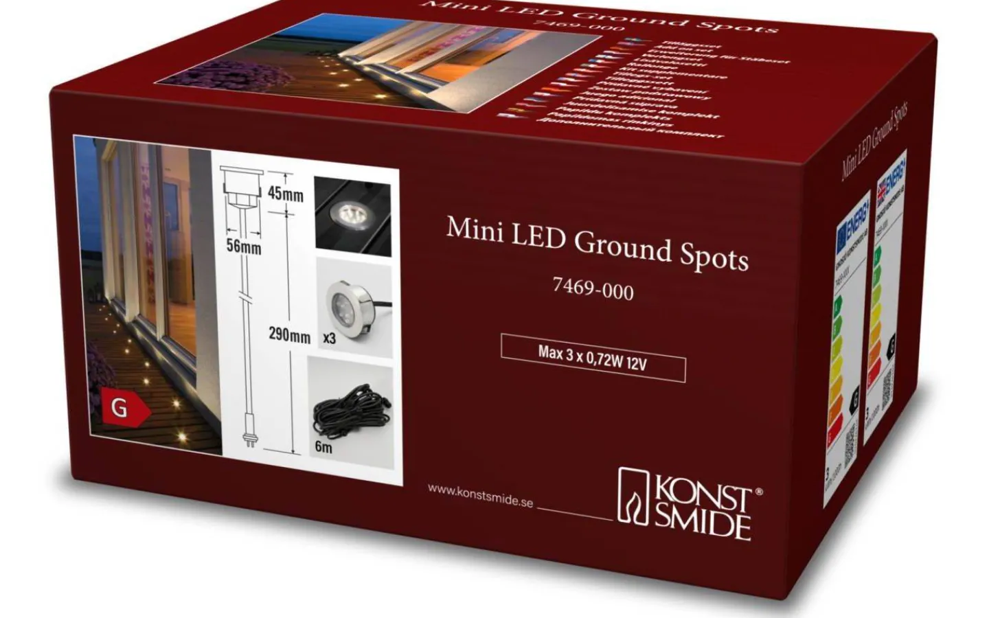 Konstsmide Karl Decklight LED 3-Pack Extension 3000K 12lm 3x0,72W 12V System* System Konstsmide 12V