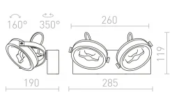 Avlånga Takspotlights|Takspot Med 2 Lampor<Rendl Kelly II Takspotlight Svart LED 2x12W 3000K