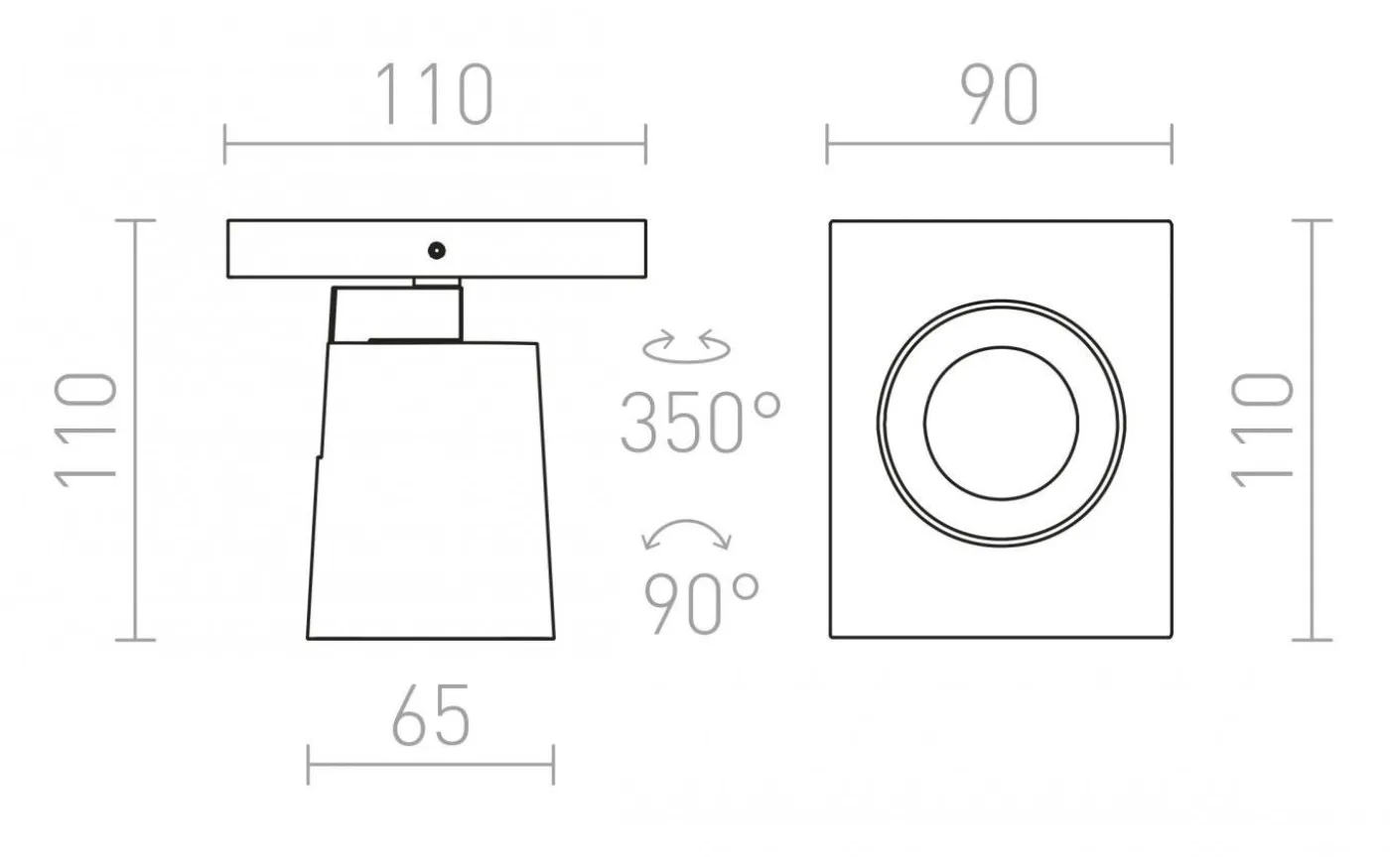 Kenny I Takspotlight 11cm Vit/Svart