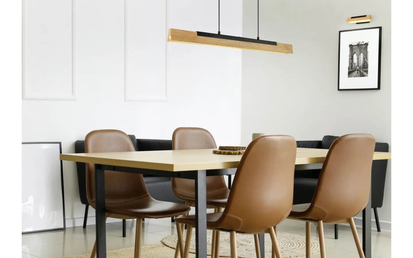 Avlånga Taklampor<Trio Lighting Kerala Takpendel LED matt svart/trä