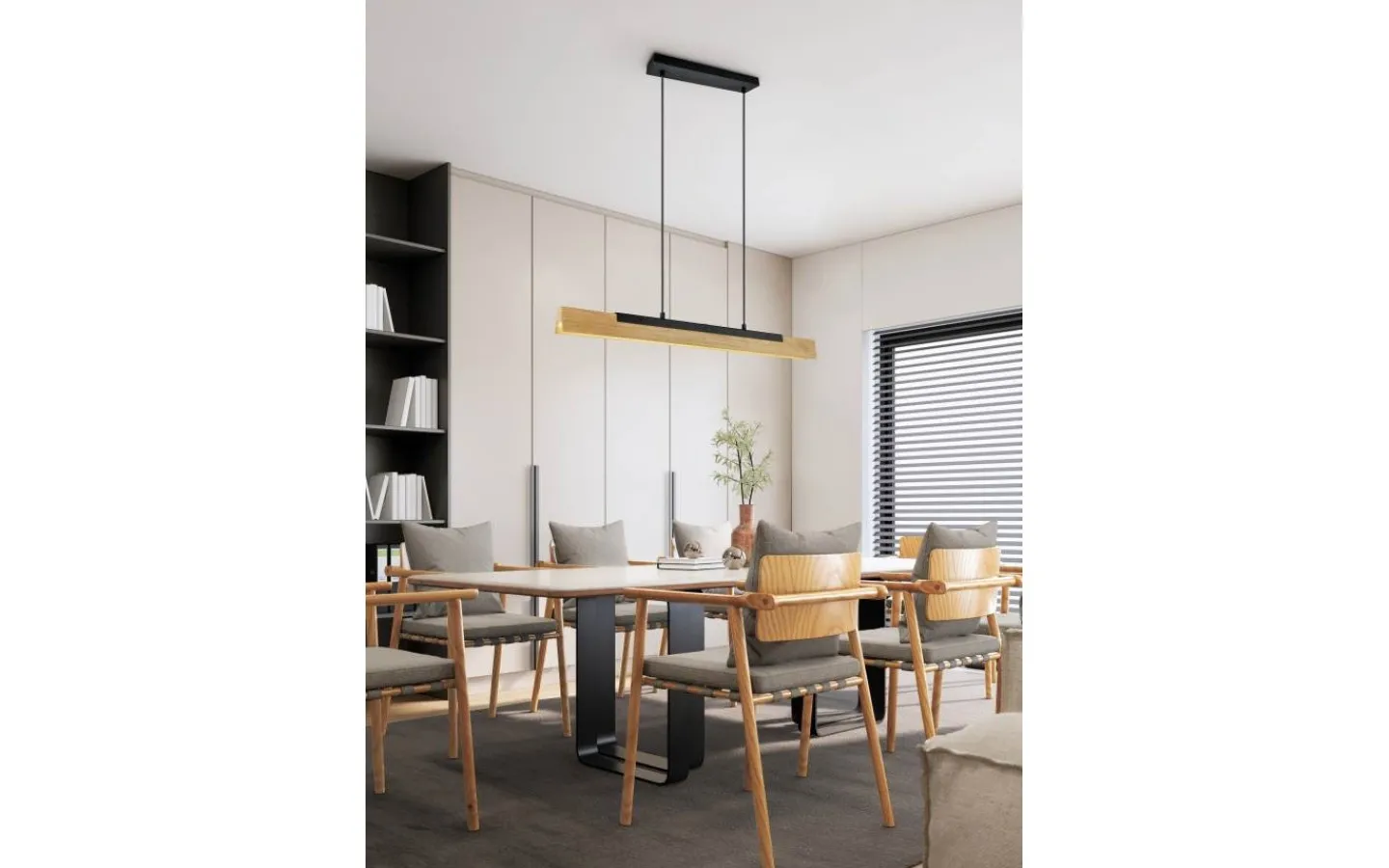 Avlånga Taklampor<Trio Lighting Kerala Takpendel LED matt svart/trä