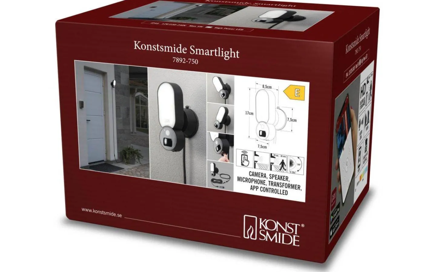 Konstsmide Smartlight 5W LED WiFi, Kamera, Högtal, Mikr IP54* Led Strålkastare