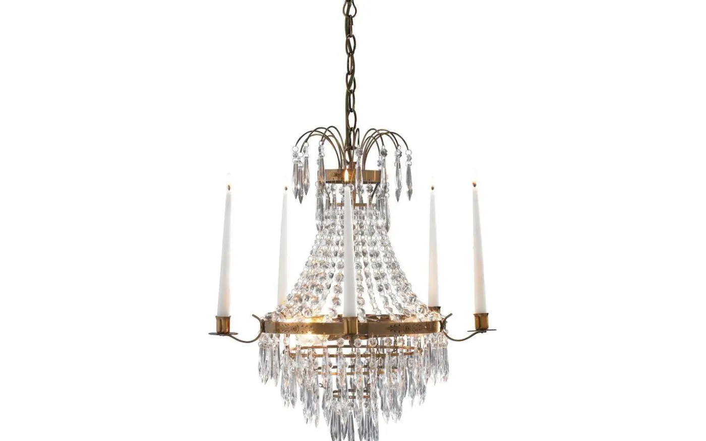 Krageholm Kristallkrona 3L 52cm Antikmässing