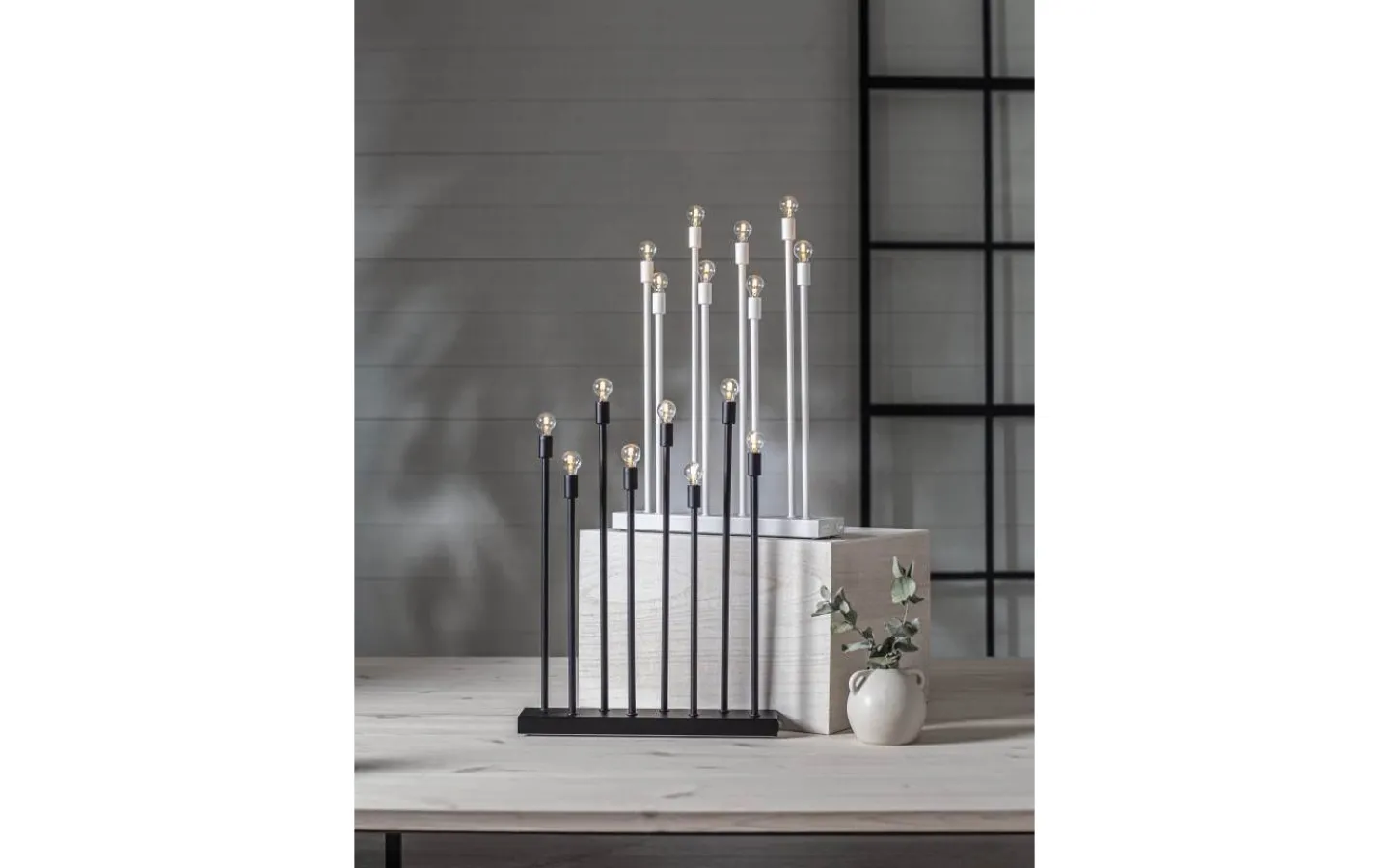 Star Trading Ladda Uppladdningsbar Adventsljusstake 40cm Svart* Batteridrivna Adventsljusstakar