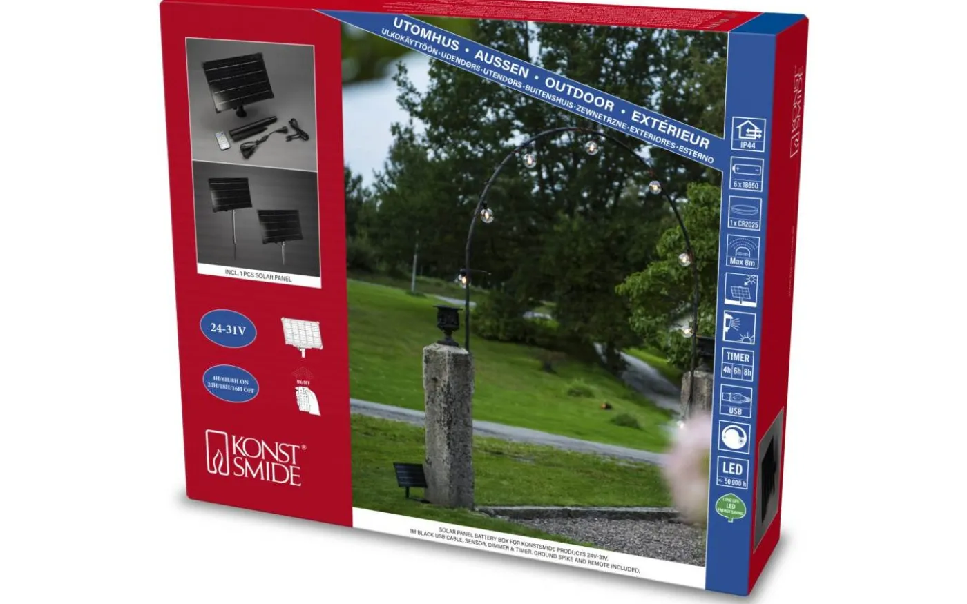 Laddbar Solpanel Large Sensor/timer/dimmer/Mulitfunkt 24-31V