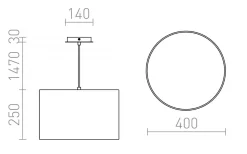 Hall & Trappa<Rendl Lalo Taklampa Krämvit/Matt nickel 40cm 3xE27