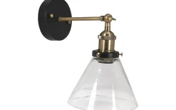 PR Home Lambda Vägglampa 18cm Svart/Mässing Klar* Hall & Trappa|Lampetter