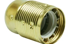 Malmbergs Lamphållare E27, Jordad, Gängad, Mässing* Lampsocklar & Skärmringar