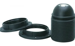 Lamphållare E27, Ojordad, Gängad, Svart