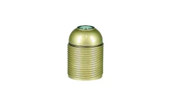 Lamphållare, Jordad, Gängad, Guld, E27