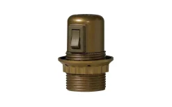 Lamphållare med brytare, Ojordad E27 Guld