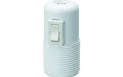 Malmbergs Lamphållare Med Strömbrytare, Jordad, Vit, E27* Lampsocklar & Skärmringar