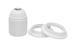Lamphållare, Ojordad, Gängad, Vit, E27
