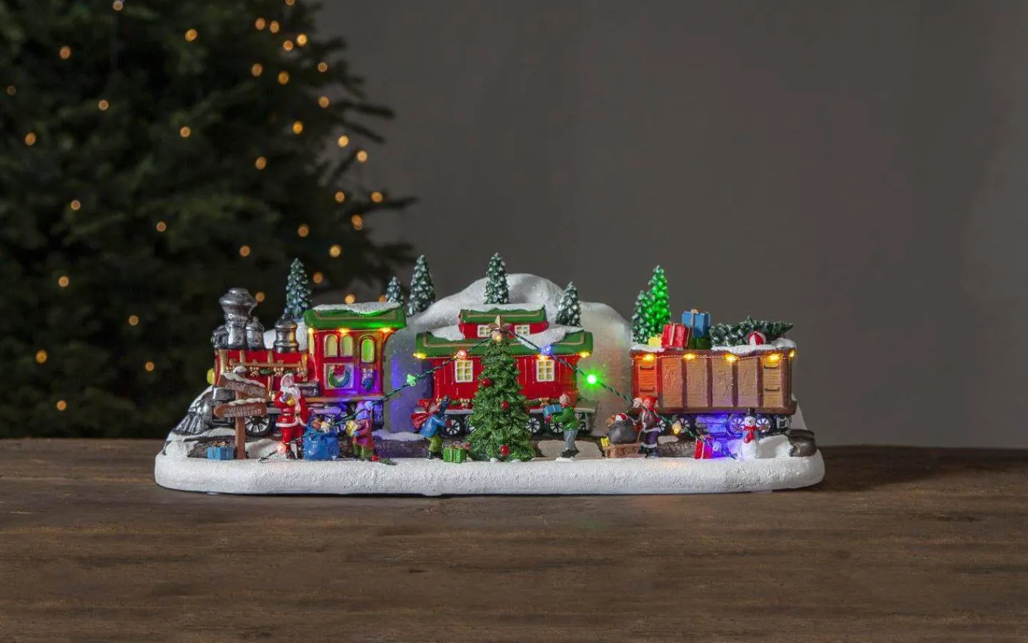 Star Trading Largeville Batteridrivet Tåg med vagnar 47cm Multifärgad* Julbyar Och Figurer|Batteri Julpynt Inomhus