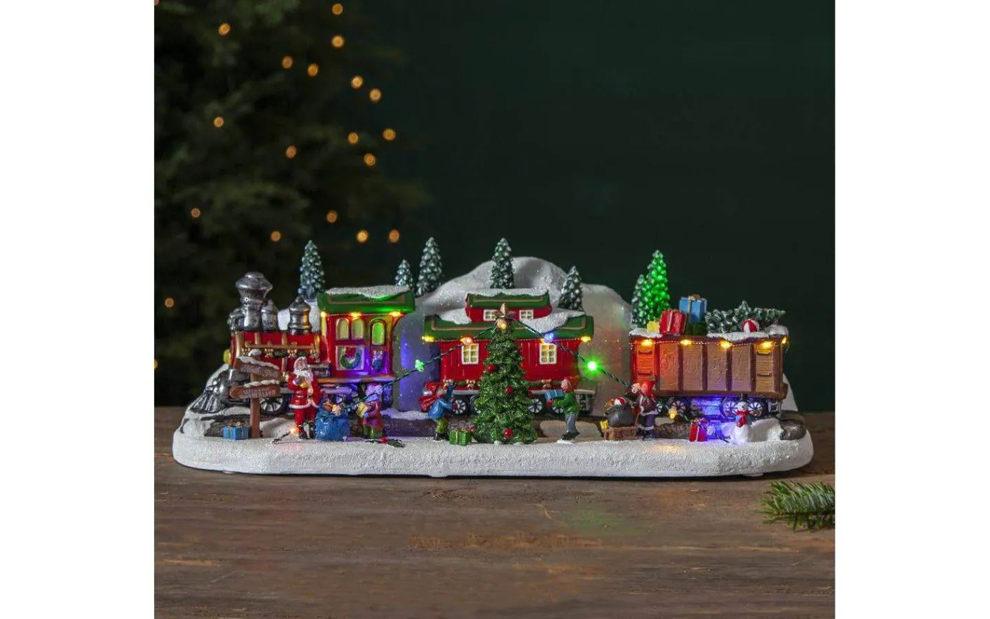 Star Trading Largeville Batteridrivet Tåg med vagnar 47cm Multifärgad* Julbyar Och Figurer|Batteri Julpynt Inomhus