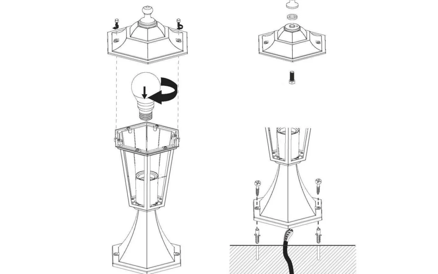 Eglo Laterna Fotlykta 39cm Vit IP44* Pollare & Grindlyktor