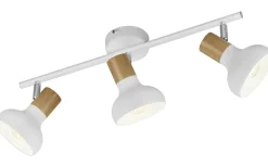 Reality Latika Spotlight 3-delad E14 matt vit/trä* Avlånga Takspotlights|Takspot Med 3 Lampor