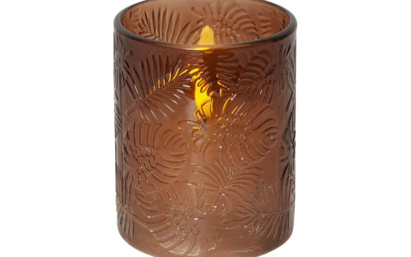 LED Blockljus Flamme Leaf 12,5cm Brun