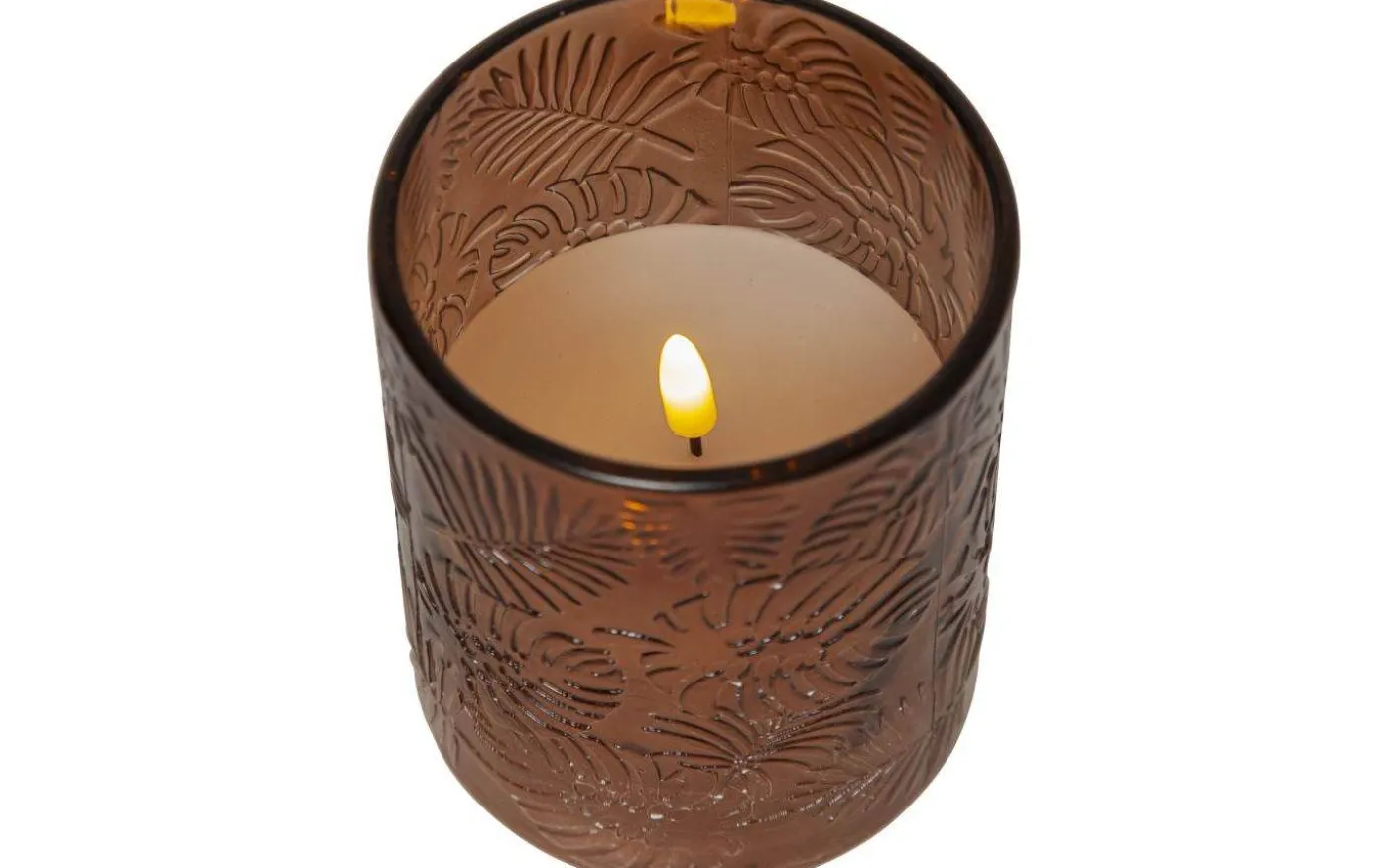 LED Blockljus Flamme Leaf 12,5cm Brun