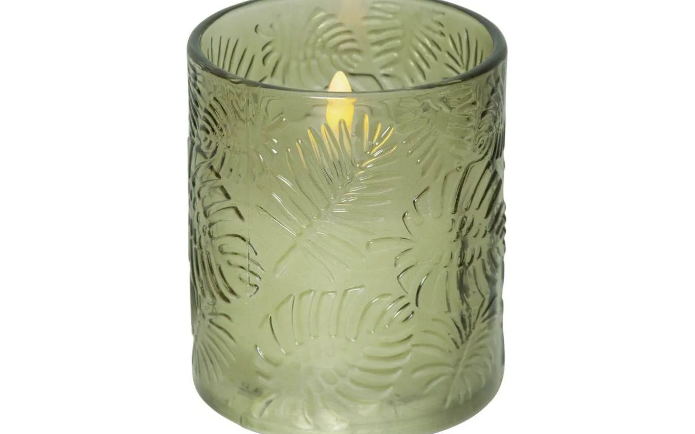 LED Blockljus Flamme Leaf 10cm Grön