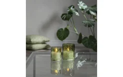 LED Blockljus Flamme Leaf 10cm Grön