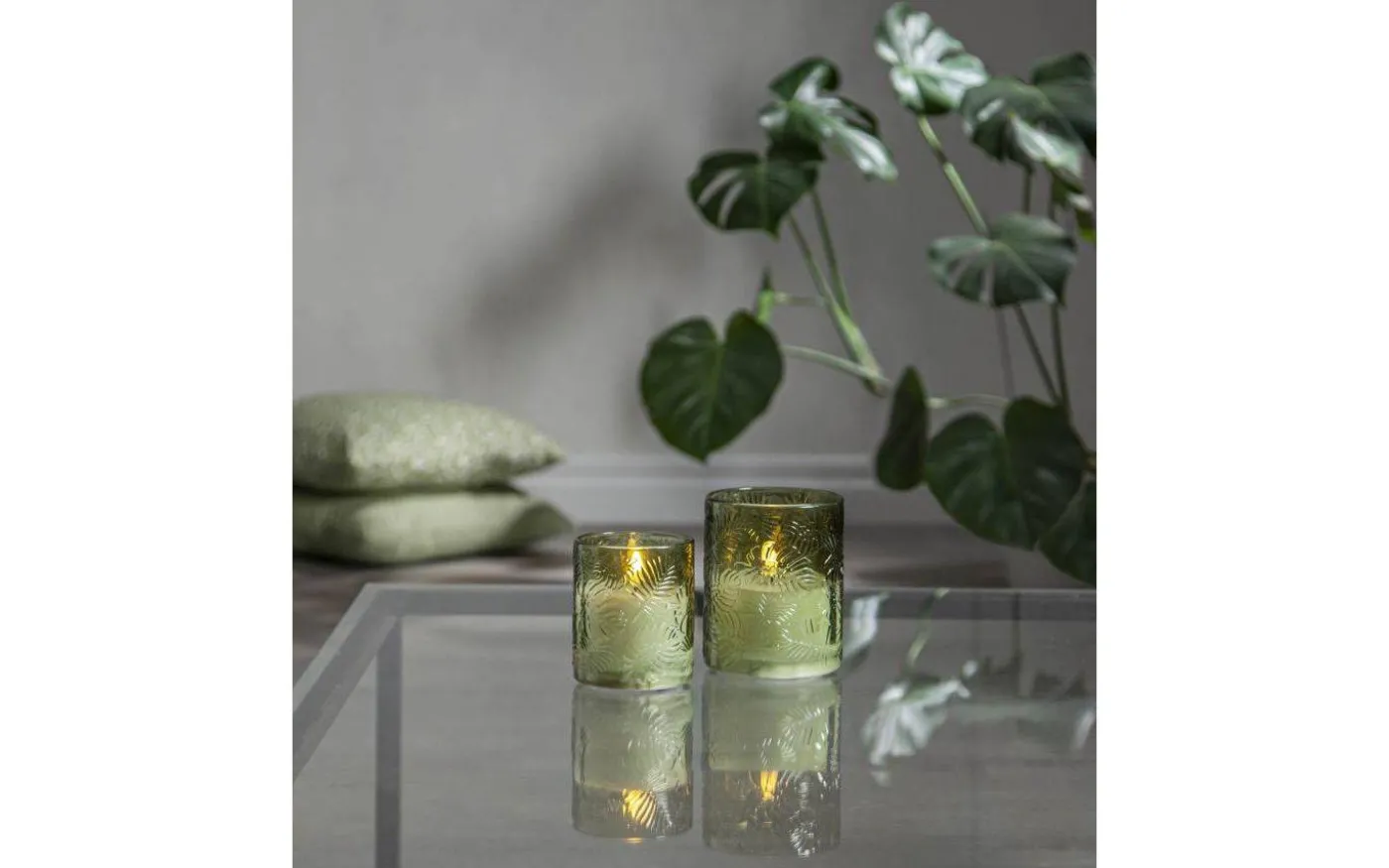 LED Blockljus Flamme Leaf 10cm Grön