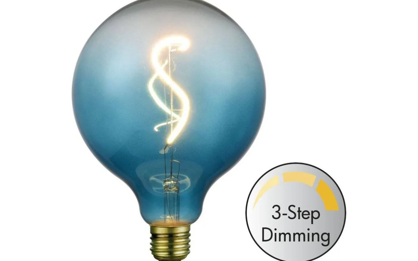 LED E27 3-Steg DIM Glob 125mm 2200K 200lm 4W(20W) Blå