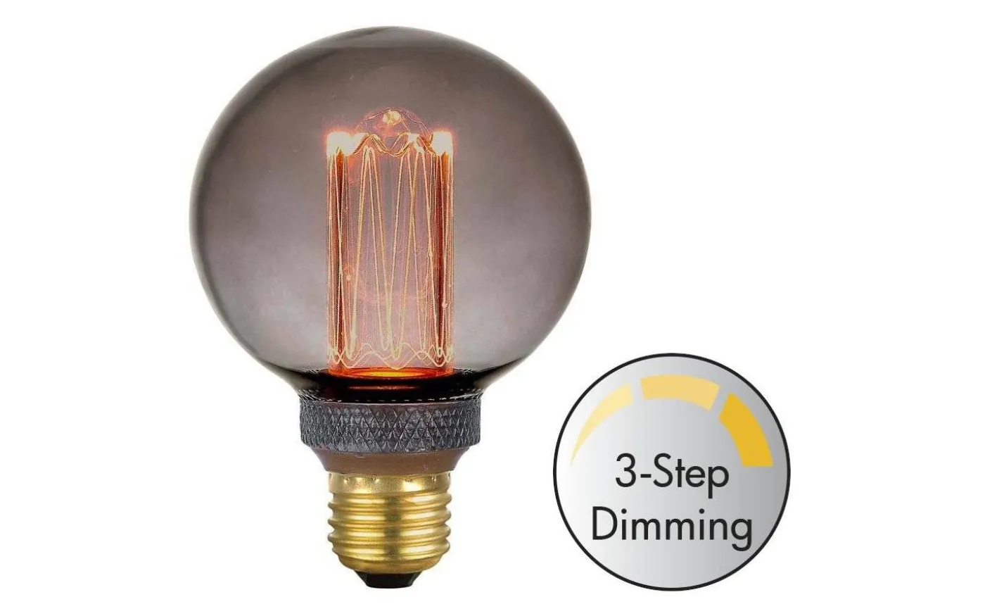 LED E27 3-Steg DIM Glob 80mm 1800K 200lm 5W(20W) Smoke