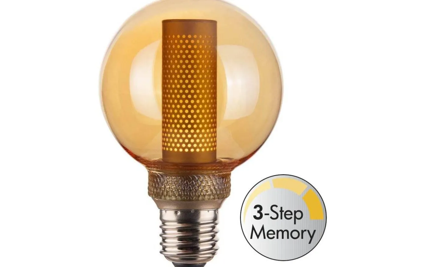 LED E27 3-Steg DIM Minne Glob 80mm 2000K 300lm 3W(25W) Amber