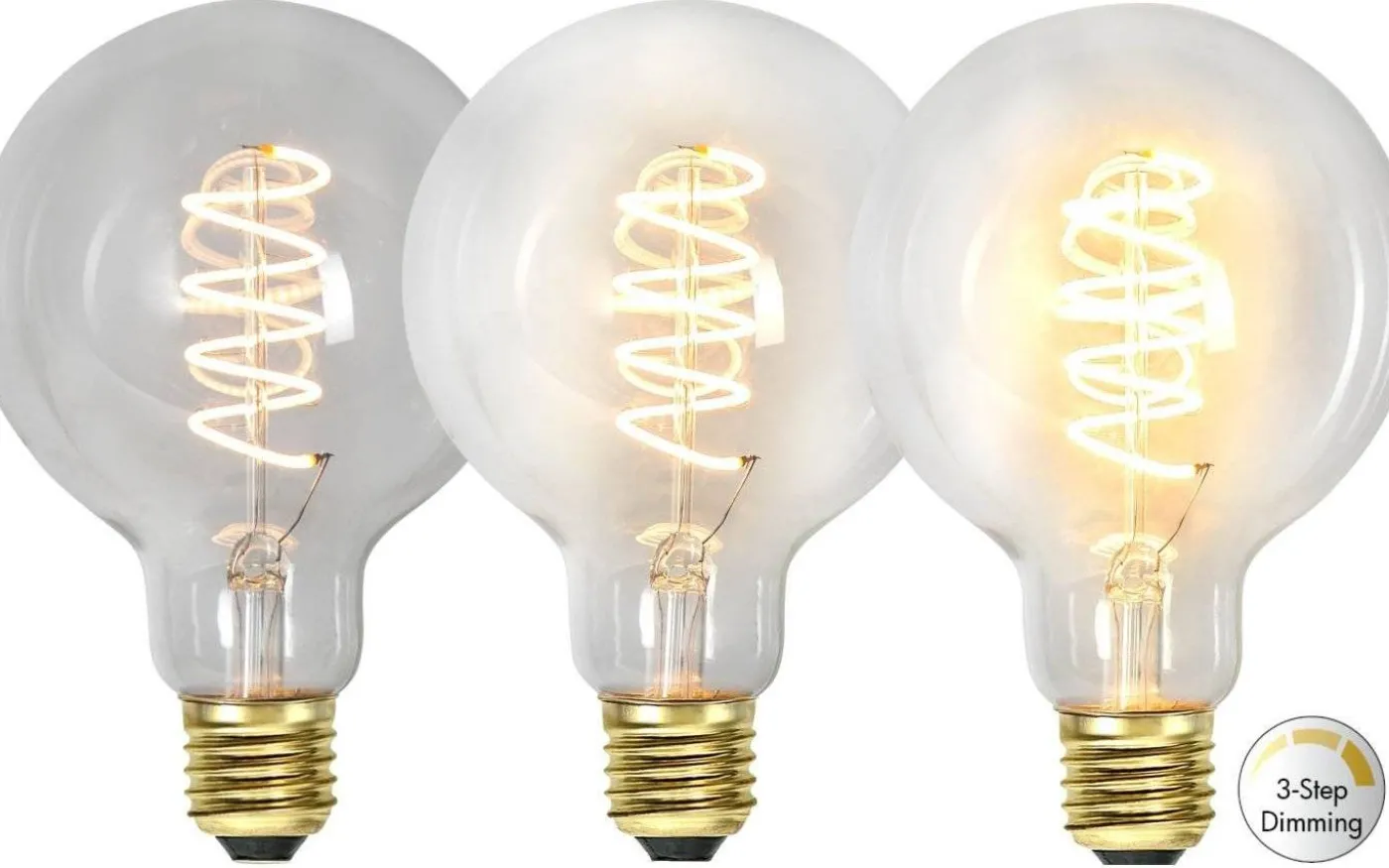 LED E27 3-Steg DIM-Minne Glob 95mm Spiral 2100K 270lm 4W(25W)