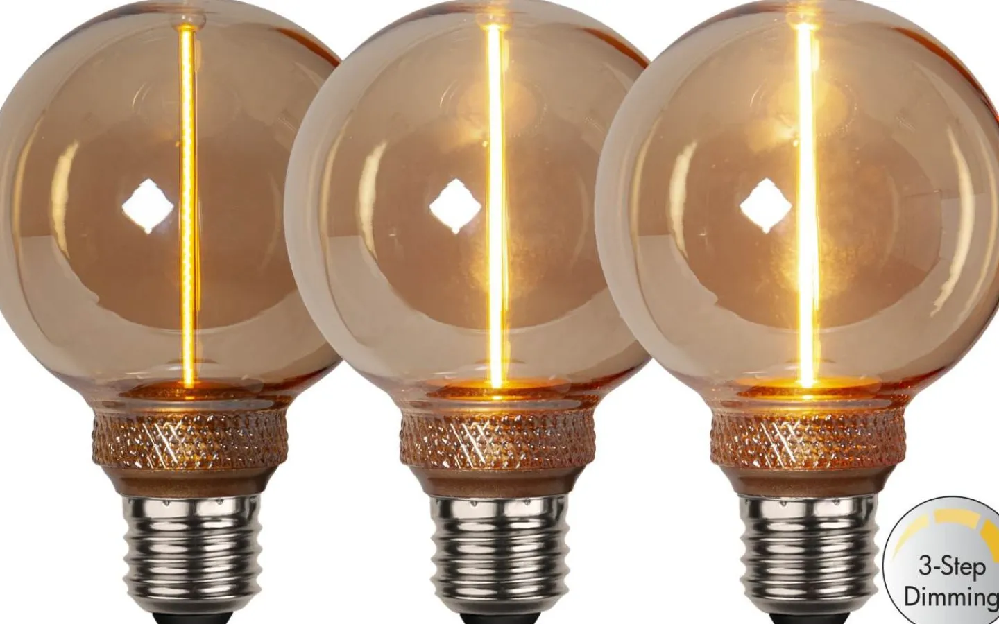 3-Steg Dim E27<Star Trading LED E27 3-Steg DIM-Minne Glob 80mm DecoLed One Amber 1800K 100lm 2W(10W)