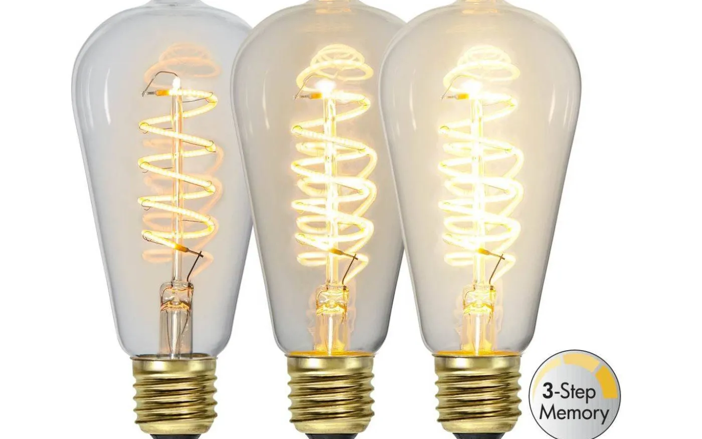 LED E27 3-Steg DIM-Minne Lyktlampa Spiral 2100K 270lm 4W(27W)