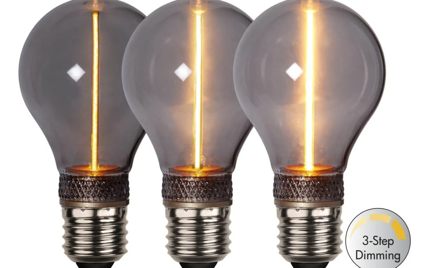 Star Trading LED E27 3-Steg DIM-Minne Normal DecoLed One Svart 1800K 60lm 2W(6W)* 3-Steg Dim E27