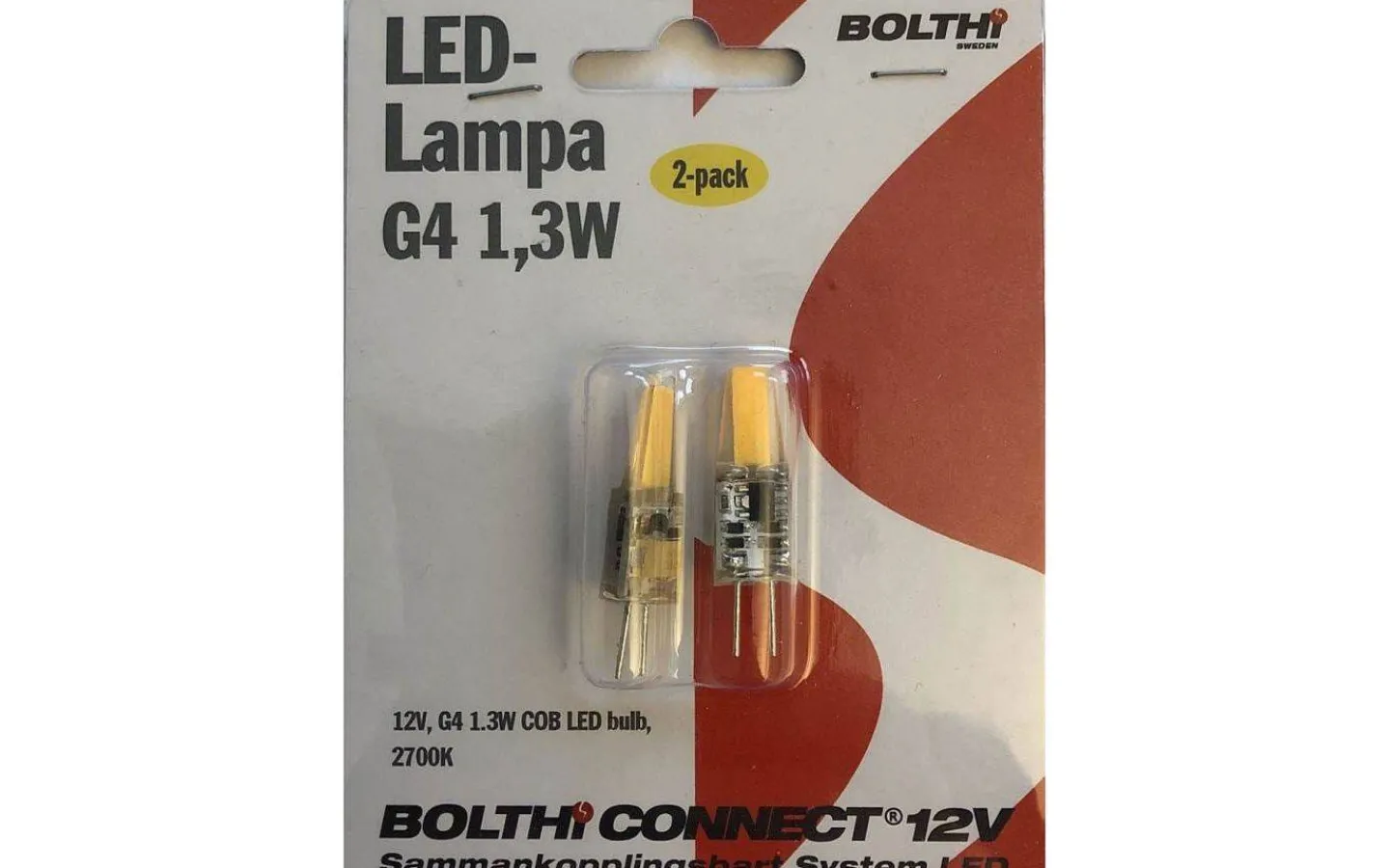 Bolthi Connect 12V<Bolthi LED G4 12V 2700K 80lm 1,3W(10W) 2-pack Connect 12V