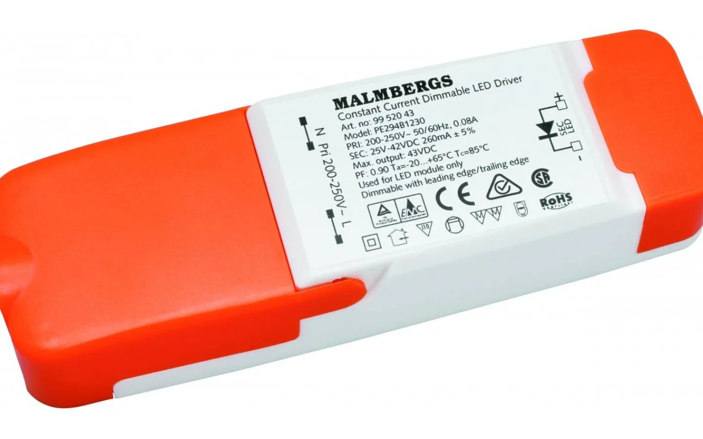 Malmbergs LED-driver Konstantström 260mA 6,5-10,9W Dimbar* Led-Driver (Konstantström Ma)
