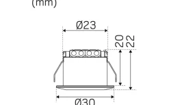 Hidealite LED-Spot för fönstersmygar 30mm, 2700K 60lm 1,3W 350mA Svart* Minispotlights & Ledpuckar