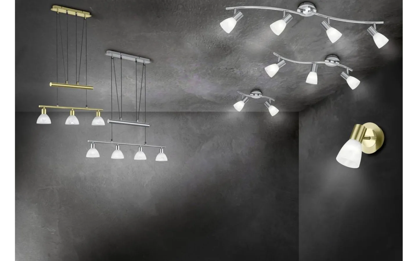 Trio Lighting Levisto Spotlight 3-delad E14 borstad stål* Avlånga Takspotlights|Takspot Med 3 Lampor