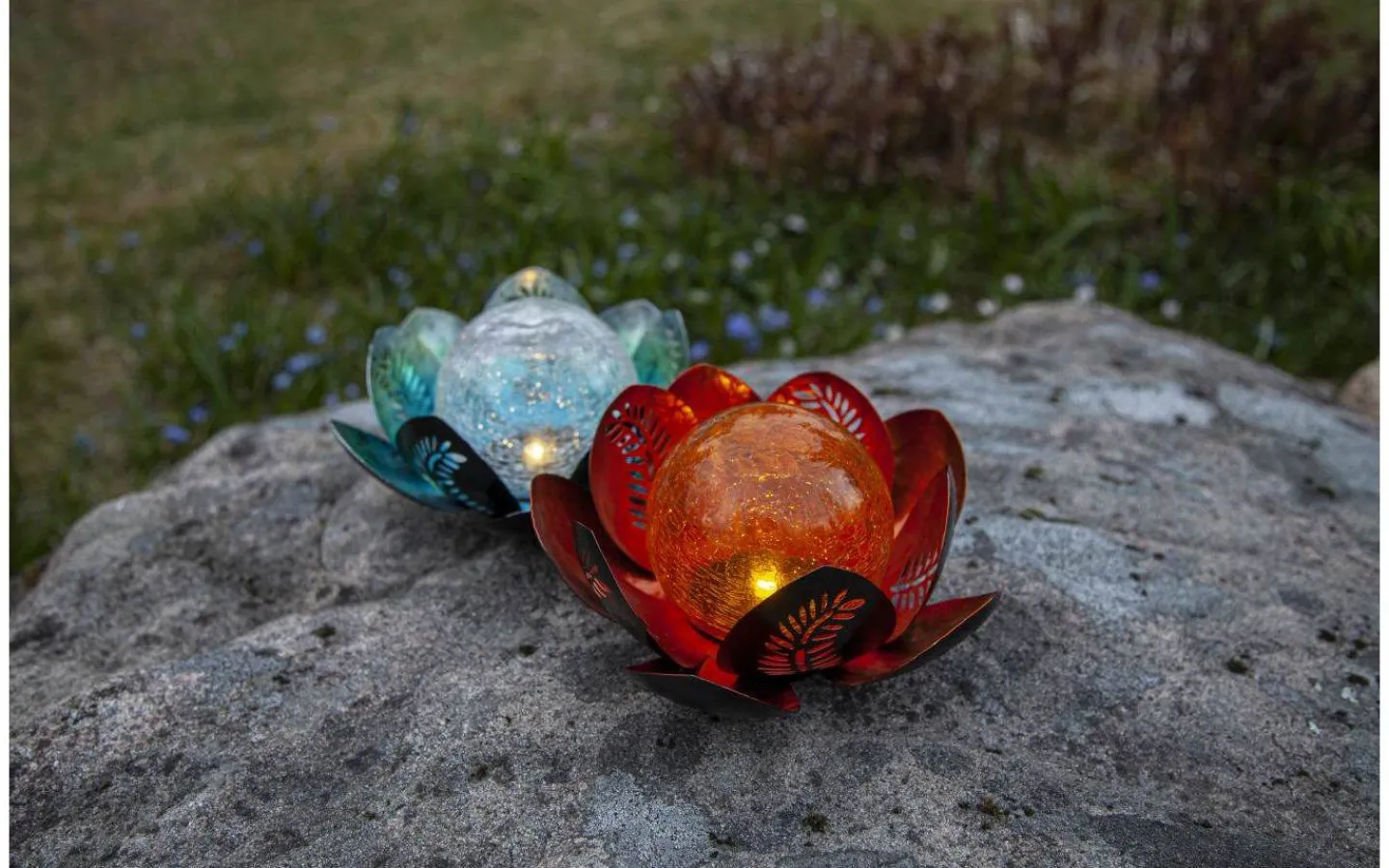 Visa Alla Solcellslampor<Star Trading Lilly Solcellslampa 12cm Silver/Blå