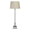 Linné Bordslampa 80cm Krom med lampskärm Sofia Natur