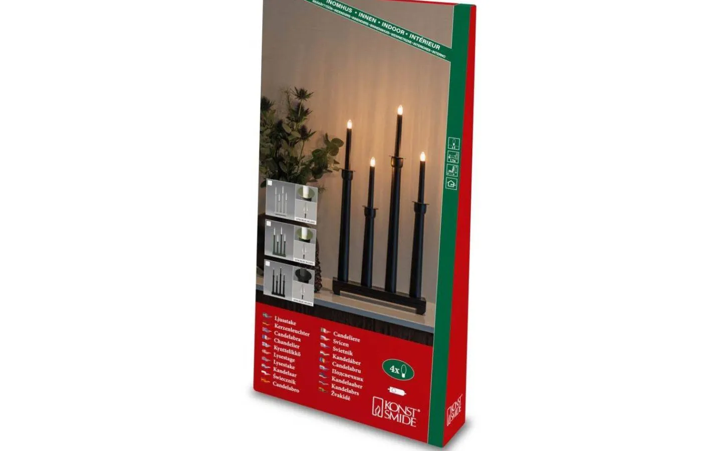 Konstsmide Linnea Adventsljusstake 4L 59cm Svart* Visa Alla Adventsljusstakar|Adventsljusstakar 31-60 Cm