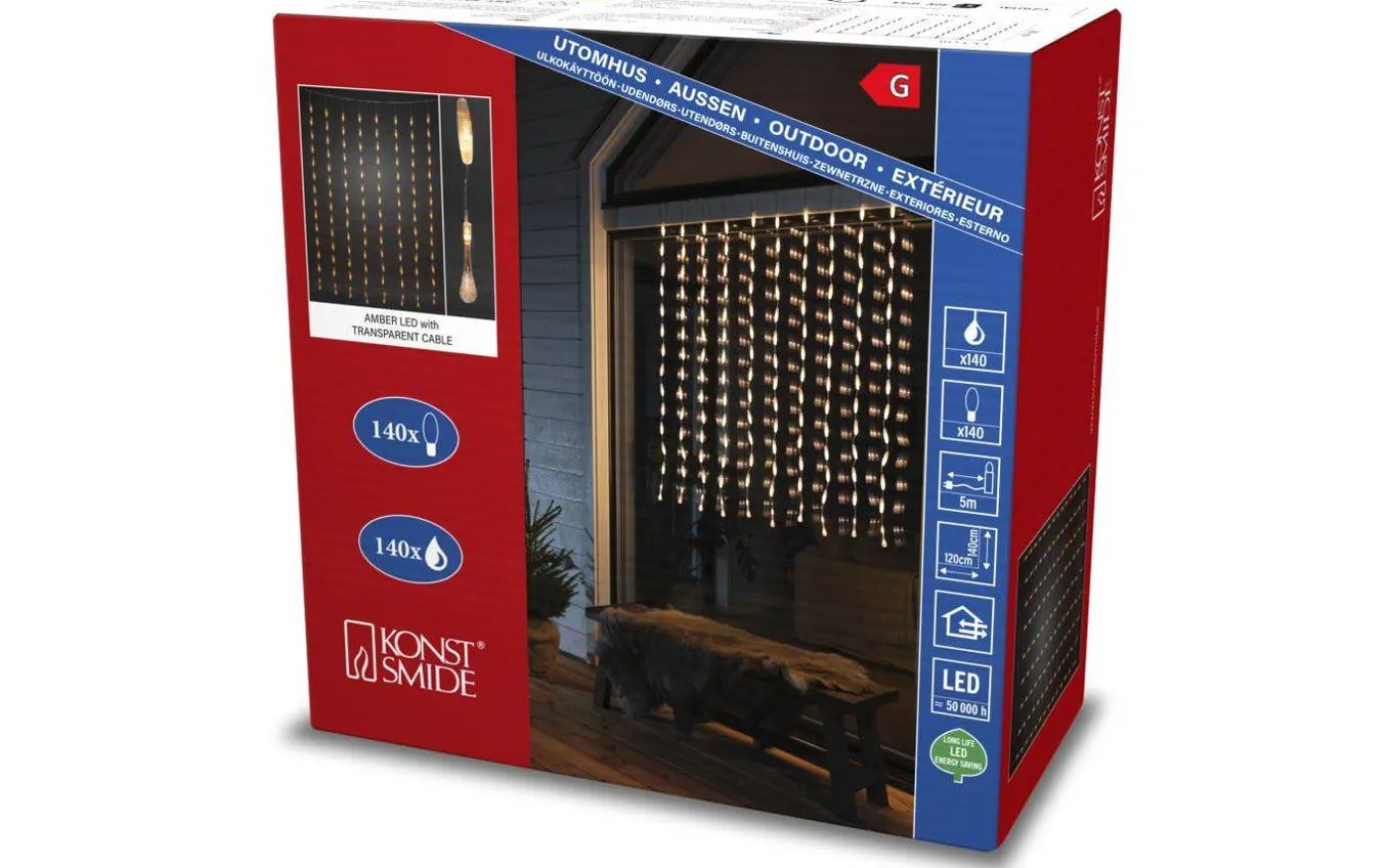 Ljusgardin Drops 140x120cm Amber IP44