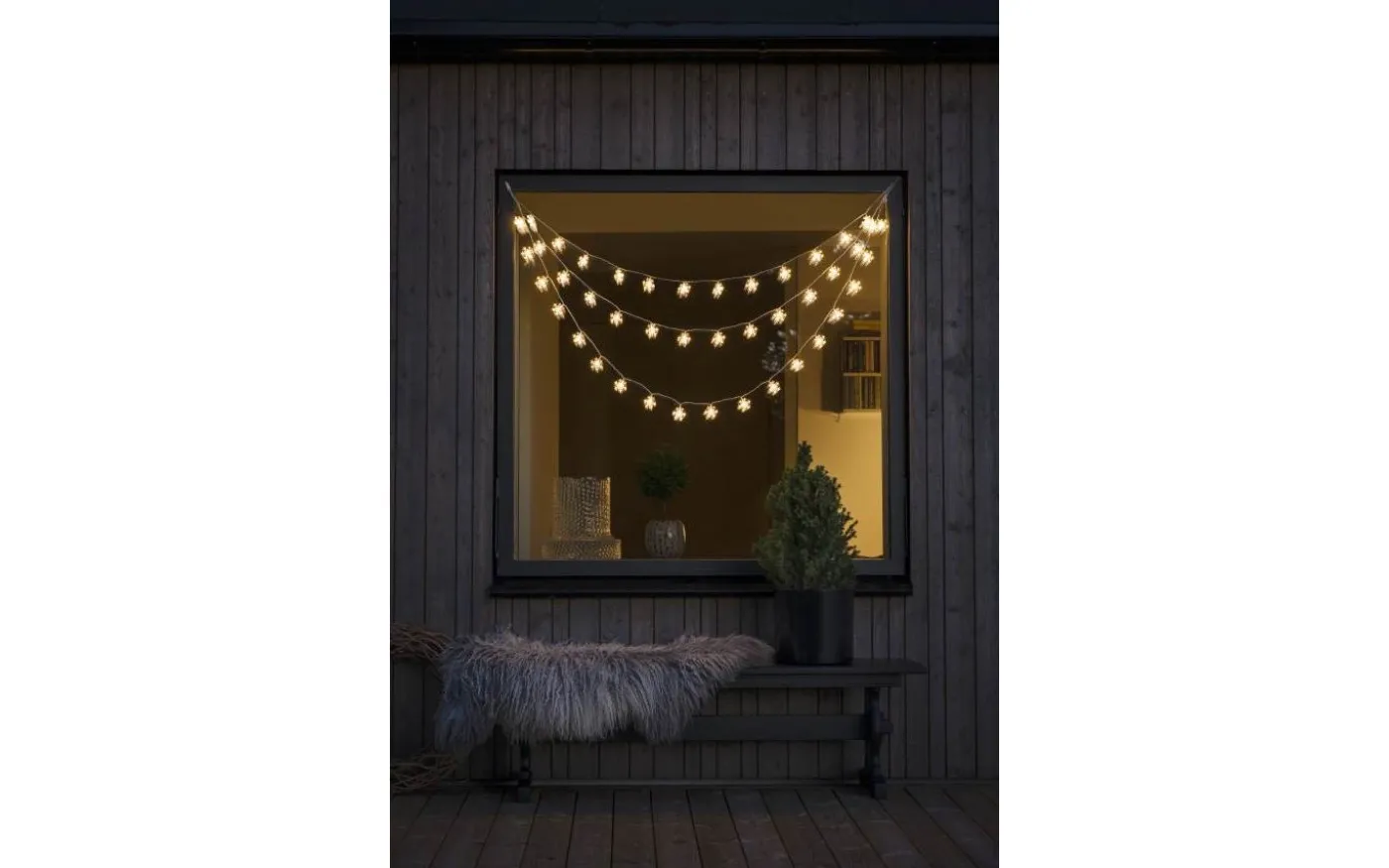 Ljusgardin Med 44st Snöflingor 125cm Varmvit IP44