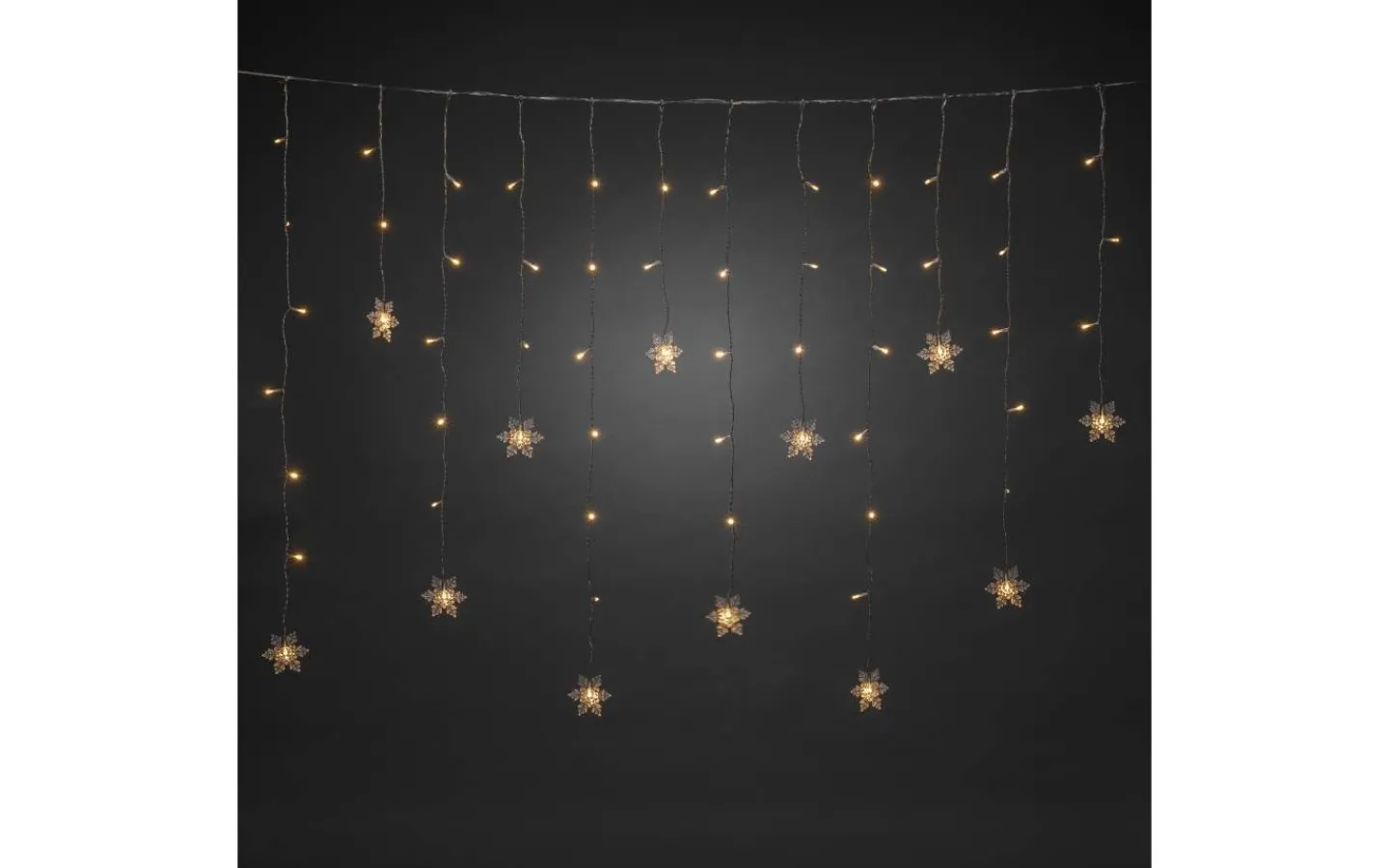 Ljusgardiner Och Istappsslingor<Konstsmide Ljusgardin Med 12st Snöflingor 140cm Varmvit IP44