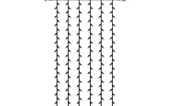 Ljusgardin System LED 1x2m Kallvit Svart Kabel