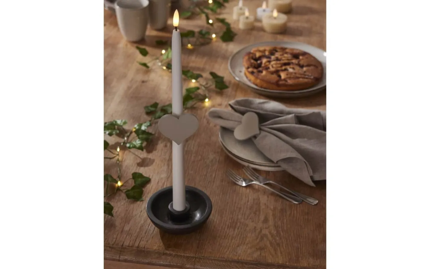 Tillbehör Till Adventsljusstakar<Star Trading Ljusmanschett Hjärta Beige 2-pack