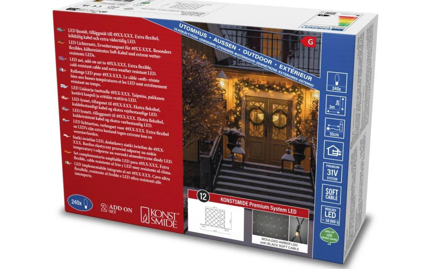 System 31V Konstsmide<Konstsmide Ljusnät System LED 31V 3x3m IP44