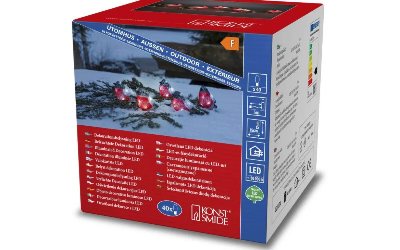 Ljusslinga Domherre 4m Röd IP44