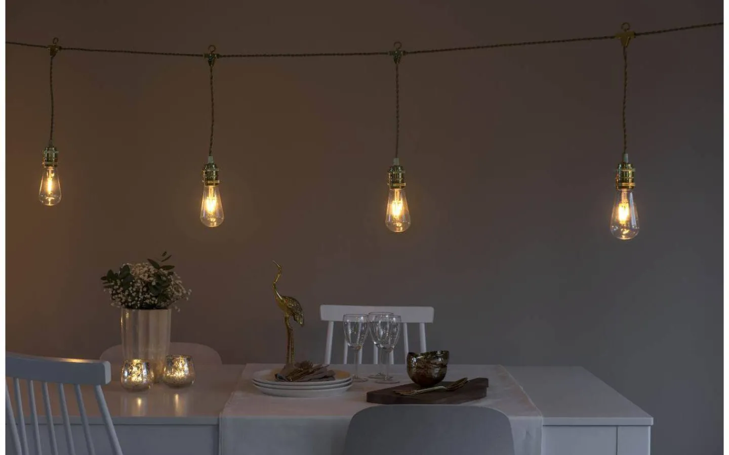 Konstsmide Ljusslinga Lyktlampor 8L Amber 3,5m* Partyslingor Inomhus 230V